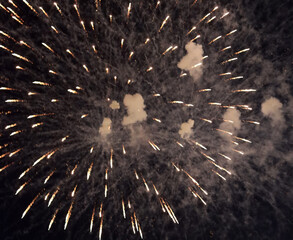 Fireworks close up photo. Fireworks light up the sky with dazzling display of various colors.