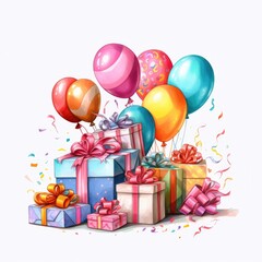Fototapeta na wymiar birthday, gift, balloon, celebration, box, holiday, party, present, happy, vector, balloons, decoration, illustration, ribbon, surprise, card, christmas, fun, colorful, anniversary, bow, design, celeb