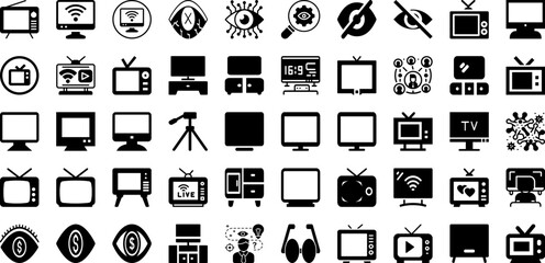 Vision Icon Set Isolated Silhouette Solid Icons With Vision, Line, Business, Symbol, Concept, Strategy, Goal Infographic Simple Vector Illustration