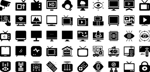 Vision Icon Set Isolated Silhouette Solid Icons With Goal, Concept, Strategy, Vision, Business, Line, Symbol Infographic Simple Vector Illustration