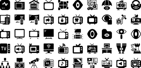 Vision Icon Set Isolated Silhouette Solid Icons With Strategy, Business, Vision, Line, Goal, Concept, Symbol Infographic Simple Vector Illustration