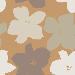 Neutral Colour Abstract Floral Seamless Pattern Design