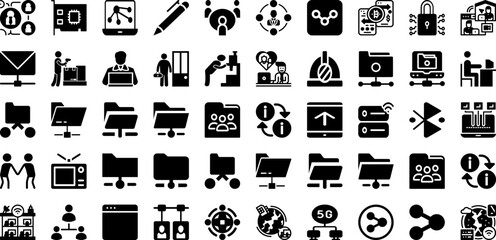 Working Icon Set Isolated Silhouette Solid Icons With Vector, Icon, Line, Business, Work, People, Teamwork Infographic Simple Vector Illustration
