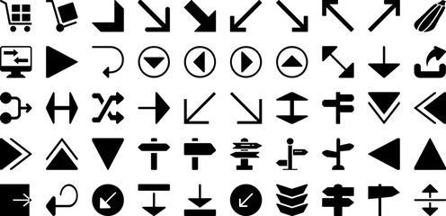 Arrow Icon Set Isolated Silhouette Solid Icons With Vector, Collection, Symbol, Arrow, Icon, Sign, Set Infographic Simple Vector Illustration