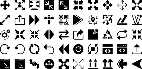 Arrow Icon Set Isolated Silhouette Solid Icons With Collection, Set, Icon, Arrow, Symbol, Sign, Vector Infographic Simple Vector Illustration