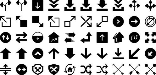 Arrow Icon Set Isolated Silhouette Solid Icons With Symbol, Vector, Collection, Arrow, Icon, Sign, Set Infographic Simple Vector Illustration