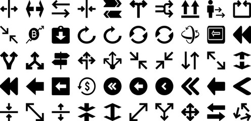 Arrow Icon Set Isolated Silhouette Solid Icons With Arrow, Collection, Sign, Vector, Symbol, Set, Icon Infographic Simple Vector Illustration