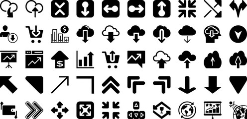 Arrow Icon Set Isolated Silhouette Solid Icons With Set, Symbol, Icon, Vector, Sign, Arrow, Collection Infographic Simple Vector Illustration
