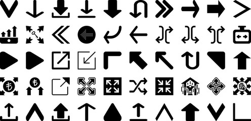 Arrow Icon Set Isolated Silhouette Solid Icons With Sign, Icon, Arrow, Vector, Set, Collection, Symbol Infographic Simple Vector Illustration