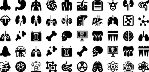 Atom Icon Set Isolated Silhouette Solid Icons With Icon, Chemistry, Atom, Symbol, Research, Science, Vector Infographic Simple Vector Illustration