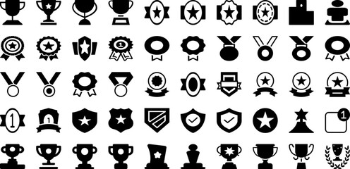 Award Icon Set Isolated Silhouette Solid Icons With Achievement, Prize, Award, Sign, Winner, Vector, Icon Infographic Simple Vector Illustration