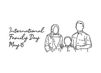 line art of international family day good for international family day celebrate. line art. illustration.