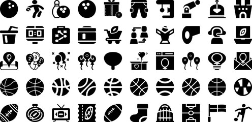 Ball Icon Set Isolated Silhouette Solid Icons With Ball, Vector, Symbol, Illustration, Isolated, Icon, Design Infographic Simple Vector Illustration