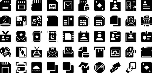 Card Icon Set Isolated Silhouette Solid Icons With Symbol, Card, Business, Vector, Sign, Icon, Set Infographic Simple Vector Illustration