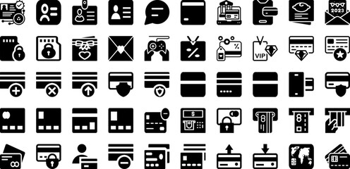Card Icon Set Isolated Silhouette Solid Icons With Symbol, Icon, Sign, Card, Business, Set, Vector Infographic Simple Vector Illustration