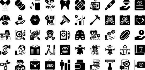 Care Icon Set Isolated Silhouette Solid Icons With Outline, Sign, Set, Line, Care, Vector, Icon Infographic Simple Vector Illustration