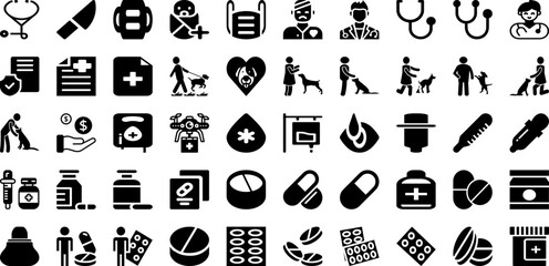 Care Icon Set Isolated Silhouette Solid Icons With Care, Outline, Line, Set, Icon, Sign, Vector Infographic Simple Vector Illustration