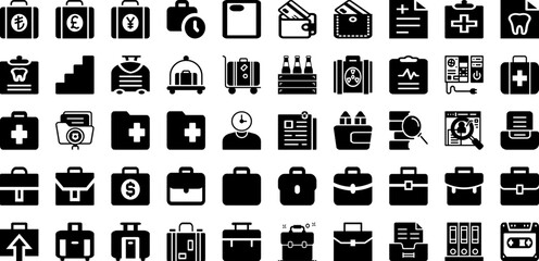 Case Icon Set Isolated Silhouette Solid Icons With Sign, Outline, Document, Vector, Icon, Case, Business Infographic Simple Vector Illustration