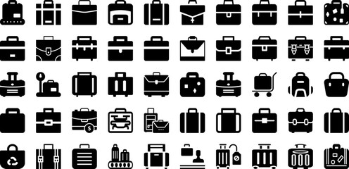 Case Icon Set Isolated Silhouette Solid Icons With Vector, Document, Sign, Outline, Business, Case, Icon Infographic Simple Vector Illustration