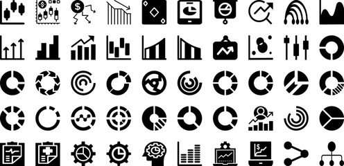 Chart Icon Set Isolated Silhouette Solid Icons With Graph, Symbol, Icon, Chart, Sign, Business, Vector Infographic Simple Vector Illustration