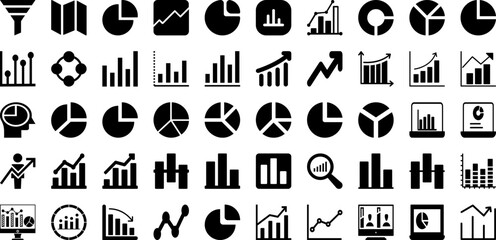 Chart Icon Set Isolated Silhouette Solid Icons With Icon, Graph, Vector, Business, Chart, Symbol, Sign Infographic Simple Vector Illustration