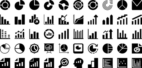 Chart Icon Set Isolated Silhouette Solid Icons With Symbol, Business, Graph, Icon, Sign, Vector, Chart Infographic Simple Vector Illustration