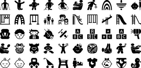 Child Icon Set Isolated Silhouette Solid Icons With People, Icon, Kid, Child, Symbol, Vector, Sign Infographic Simple Vector Illustration