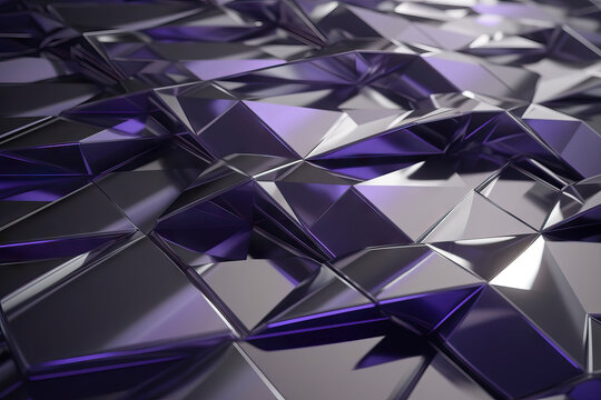 Generative AI illustration of abstract background with various geometric shape glass on futuristic surface