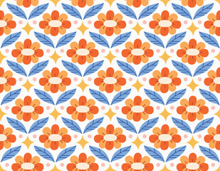 Abstract retro floral seamless pattern. Vector vintage flower art deco texture. Geometric minimalist background.
