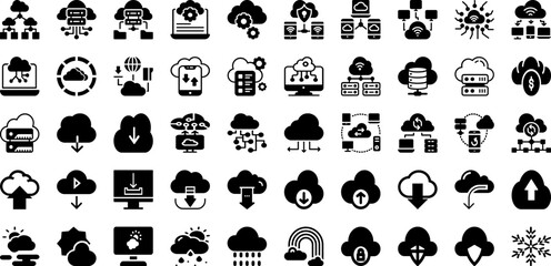 Cloud Icon Set Isolated Silhouette Solid Icons With Icon, Internet, Technology, Vector, Symbol, Cloud, Web Infographic Simple Vector Illustration