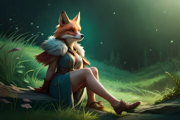 Fototapeta premium fox wants to be human