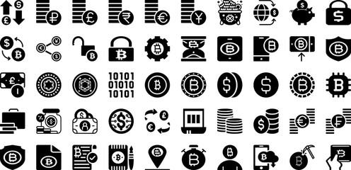 Coin Icon Set Isolated Silhouette Solid Icons With Finance, Coin, Business, Cash, Money, Symbol, Icon Infographic Simple Vector Illustration