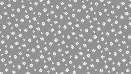 白い四葉の壁紙　灰色