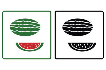 Watermelon icon. icon related to fruits. Solid icon style. Simple vector design editable