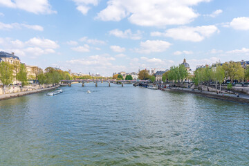Fototapeta na wymiar Paris France looking over the river on a beautiful Spring day