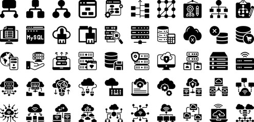 Data Icon Set Isolated Silhouette Solid Icons With Icon, Computer, Vector, Set, Technology, Data, Symbol Infographic Simple Vector Illustration