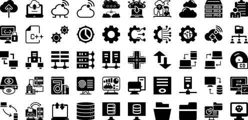 Data Icon Set Isolated Silhouette Solid Icons With Symbol, Vector, Set, Icon, Data, Computer, Technology Infographic Simple Vector Illustration