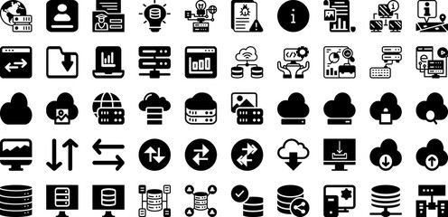 Data Icon Set Isolated Silhouette Solid Icons With Computer, Symbol, Vector, Data, Technology, Icon, Set Infographic Simple Vector Illustration