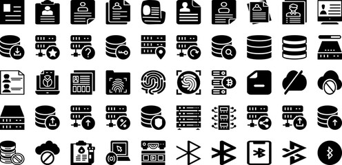 Data Icon Set Isolated Silhouette Solid Icons With Data, Set, Vector, Computer, Symbol, Technology, Icon Infographic Simple Vector Illustration