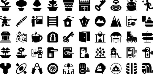 Door Icon Set Isolated Silhouette Solid Icons With Symbol, Outline, Door, Sign, Vector, Icon, Illustration Infographic Simple Vector Illustration