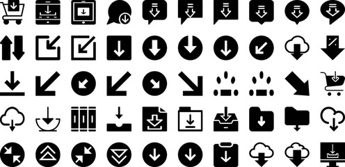 Down Icon Set Isolated Silhouette Solid Icons With Up, Sign, Symbol, Icon, Line, Down, Web Infographic Simple Vector Illustration