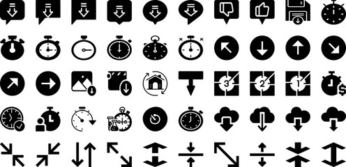 Down Icon Set Isolated Silhouette Solid Icons With Down, Symbol, Up, Icon, Sign, Line, Web Infographic Simple Vector Illustration