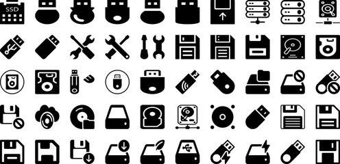 Drive Icon Set Isolated Silhouette Solid Icons With Car, Auto, Vector, Icon, Drive, Vehicle, Symbol Infographic Simple Vector Illustration