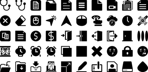 Face Icon Set Isolated Silhouette Solid Icons With Face, Set, Isolated, Symbol, Icon, Illustration, Vector Infographic Simple Vector Illustration