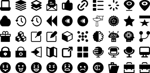 Face Icon Set Isolated Silhouette Solid Icons With Vector, Face, Symbol, Icon, Illustration, Isolated, Set Infographic Simple Vector Illustration