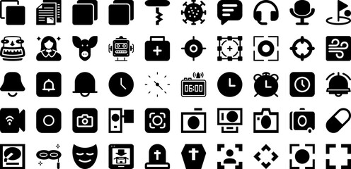 Face Icon Set Isolated Silhouette Solid Icons With Vector, Isolated, Symbol, Icon, Set, Face, Illustration Infographic Simple Vector Illustration