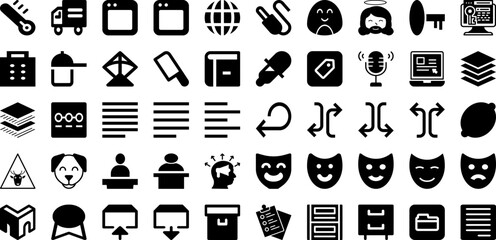 Face Icon Set Isolated Silhouette Solid Icons With Isolated, Set, Face, Symbol, Illustration, Vector, Icon Infographic Simple Vector Illustration