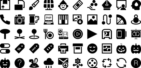 Face Icon Set Isolated Silhouette Solid Icons With Set, Illustration, Face, Symbol, Icon, Isolated, Vector Infographic Simple Vector Illustration