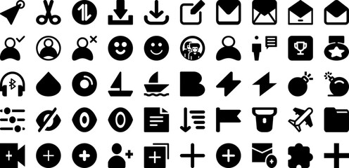 Face Icon Set Isolated Silhouette Solid Icons With Illustration, Face, Isolated, Vector, Set, Symbol, Icon Infographic Simple Vector Illustration