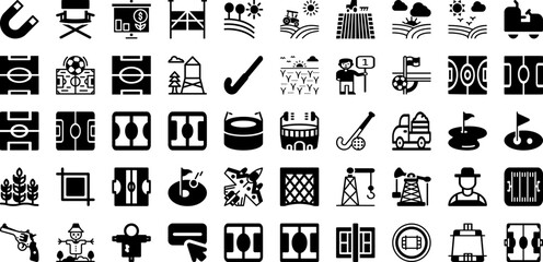 Field Icon Set Isolated Silhouette Solid Icons With Field, Agriculture, Symbol, Icon, Set, Vector, Farm Infographic Simple Vector Illustration